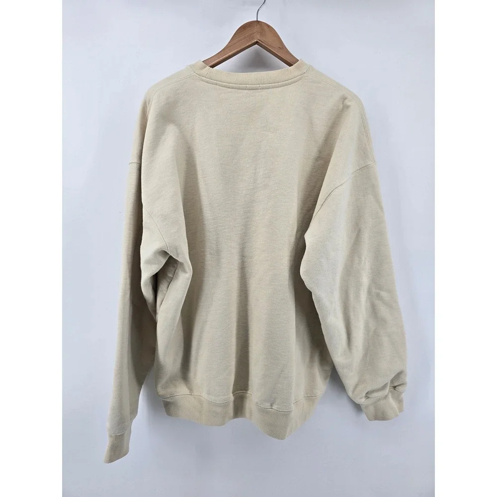 John Galt Sweatshirt Womens One Size Beige New York Graphic Oversized Crewneck